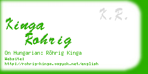 kinga rohrig business card